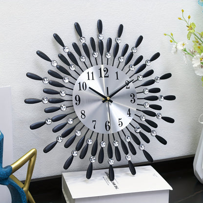 1pc 14.56 Inch Black Small Wall Clock For Living Room Decor, Modern Metal Wall Clocks For Kitchen Bedroom Office Decor, Non-Ticking Quiet Wall Clock Easy To Read
