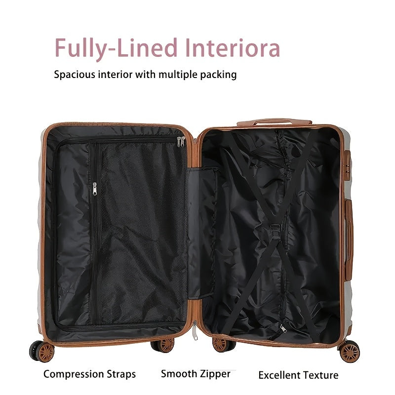 Conjunto de 4 malas de viagem de 20+24 polegadas, malas rígidas em ABS com rodas giratórias, conjunto de malas de viagem leves para senhora e homem com cadeado, inclui (20+24) + bolsa de ginástica de viagem, conjunto de malas, mala de viagem, malas