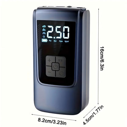 Portable Tire Inflator Air Compressor with Pressure Gauge - 150PSI Electric Pump with LED Flash Screen, 2000mAh Rechargeable Lithium Battery, USB Charging, for Cars, Motorcycles, Bicycles, Balls