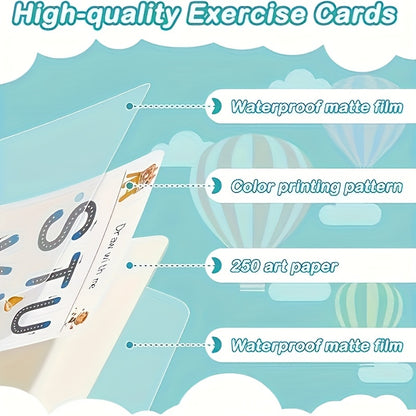 Kids' Reusable Magic Practice Workbook Set with Interactive Writing Activities - -Style Number & Letter Tracing Exercises, Color-Coding Games, ABCs & 123s Learning Book with Answer Key for Homeschool,, Classroom - Durable & E