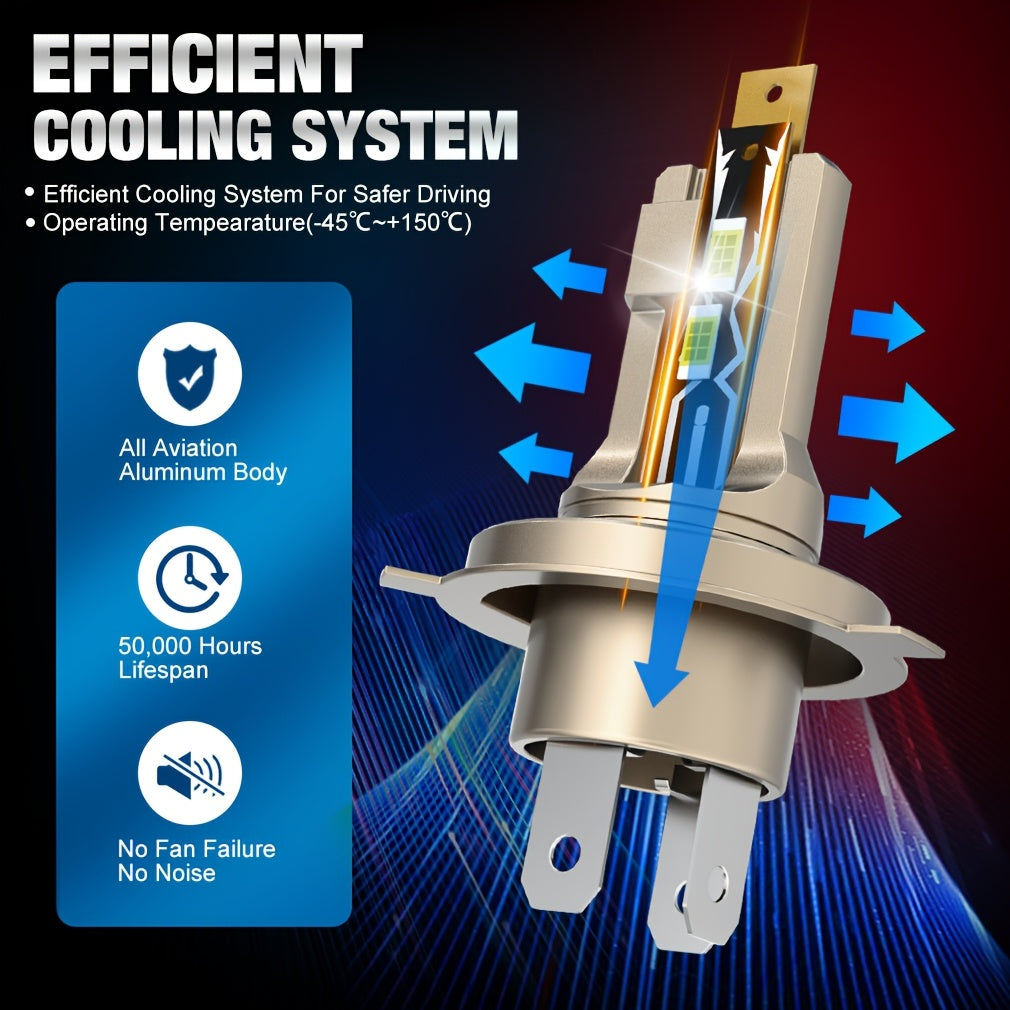 Xstorm 2pcs H4 9003 LED Car Headlight Bulbs, 40W 20000LM 6000K Cool White 500% Brightness H4/9003/HB2 LED Canbus High/Low Beam Moto Head light Auto Motorcycle Lamp 12V Plug And Play, Without Battery