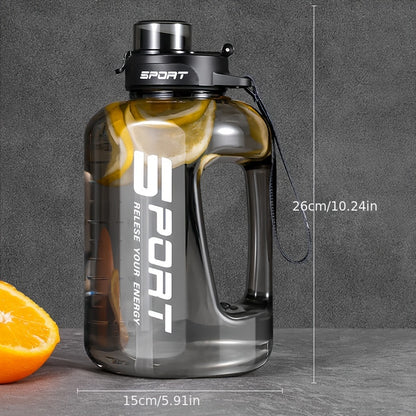 1pc 2.5L/84.54oz Large Capacity Leakproof Straw Water Bottle - Portable, Durable PC Plastic with Flip Top Lid, Ideal for Outdoor Sports, Travel & Fitness, Hydrate in Style with "SPORT" Motivational Design, Sports Water Bottle