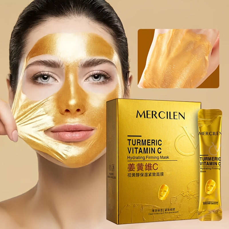 Turmeric Vitamin C retinol Moisturizing and firming Mask 6g*10 pack, containing collagen, vitamin E, niacinamide and plant squalane, deep cleaning, moisturizing and firming, even Light Beige, fine pores, suitable for all Ligh