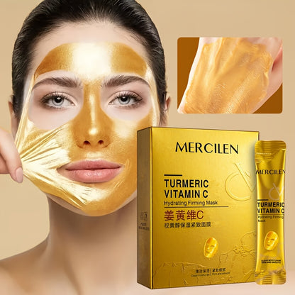 Turmeric Vitamin C retinol Moisturizing and firming Mask 6g*10 pack, containing collagen, vitamin E, niacinamide and plant squalane, deep cleaning, moisturizing and firming, even Light Beige, fine pores, suitable for all Ligh