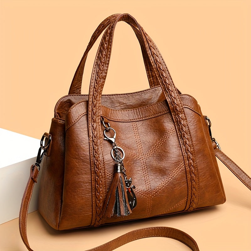 Weidua Women's Elegant Vintage Handbag - Convertible Crossbody/Shoulder Bag with Zipper Closure, Detachable Strap - Chic Purse for Women, Everyday & Formal Events - Available in Black, Light Brown, Purple, Blue, Burgundy