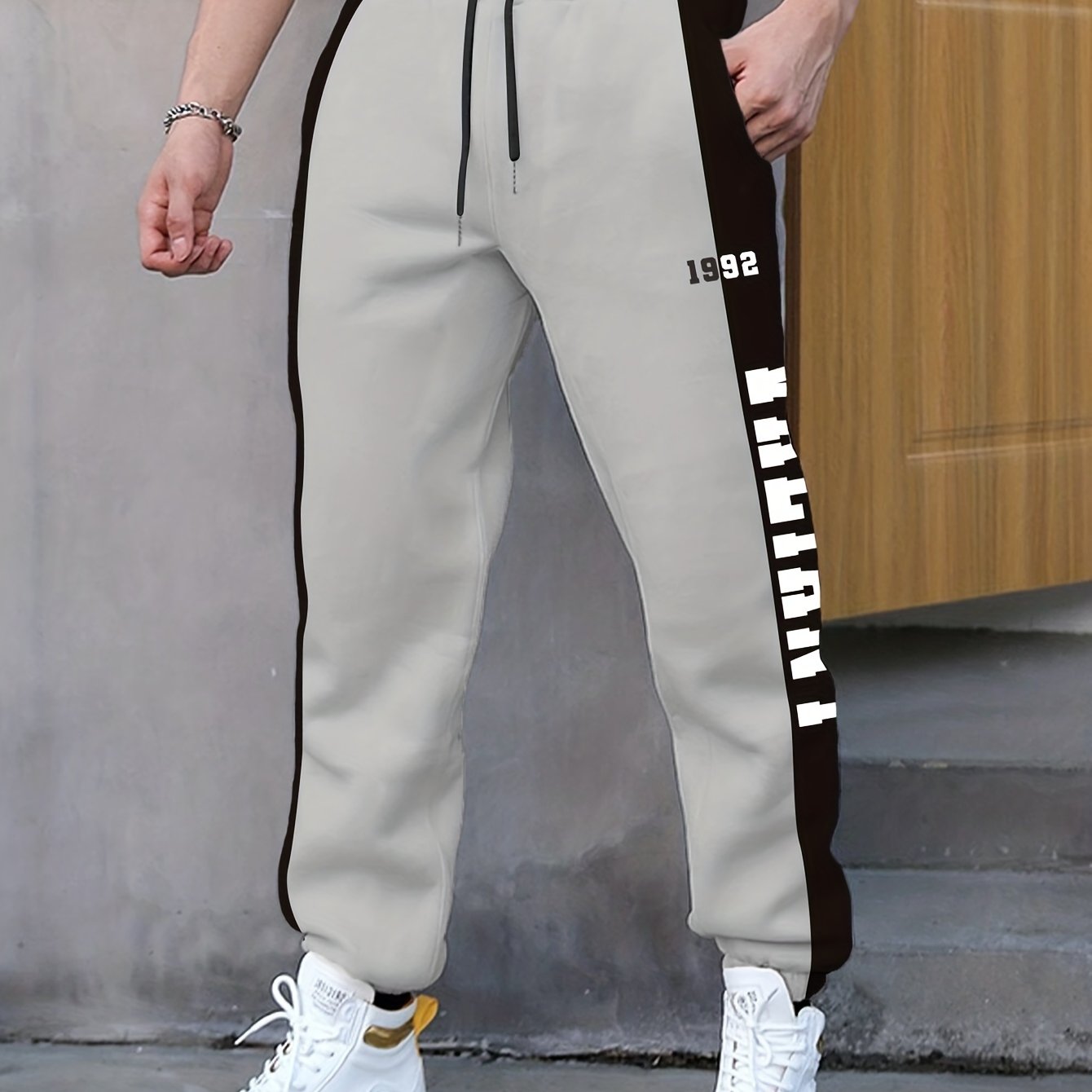 Letter Print Drawstring Sweatpants Loose Fit Pants Men's Casual Joggers For Men Winter Fall Running Jogging