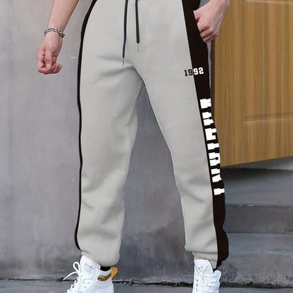 Letter Print Drawstring Sweatpants Loose Fit Pants Men's Casual Joggers For Men Winter Fall Running Jogging