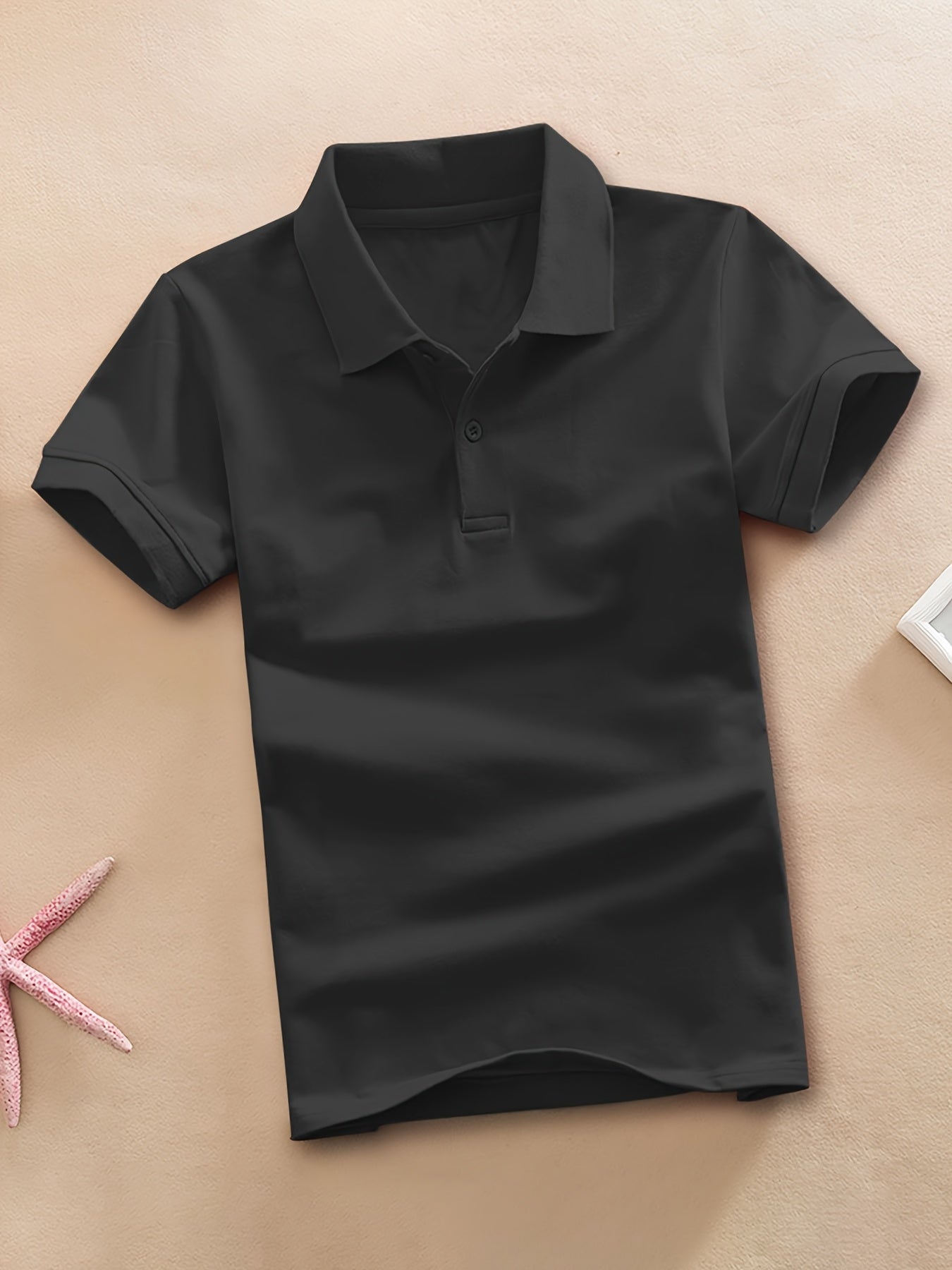 Camisa casual de criança com lapela, t-shirt de manga curta para menino, roupa infantil confortável e respirável.