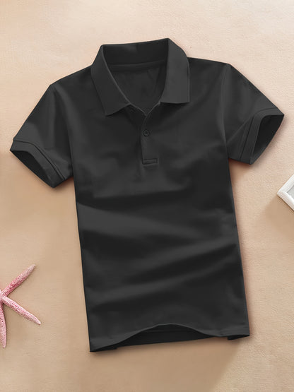 Camisa casual de criança com lapela, t-shirt de manga curta para menino, roupa infantil confortável e respirável.