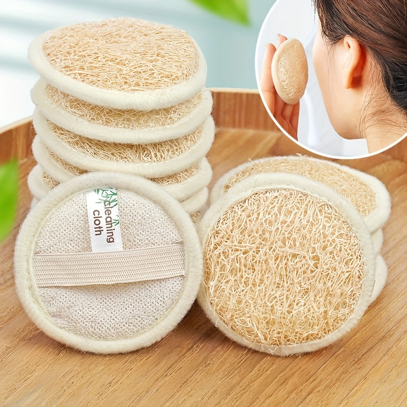 6pcs/10pcs/Bulk Buy Natural Loofah Facial Sponge - Deep Cleanse, Exfoliating Makeup Remover Cleansing Towel