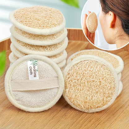 6pcs/10pcs/Bulk Buy Natural Loofah Facial Sponge - Deep Cleanse, Exfoliating Makeup Remover Cleansing Towel