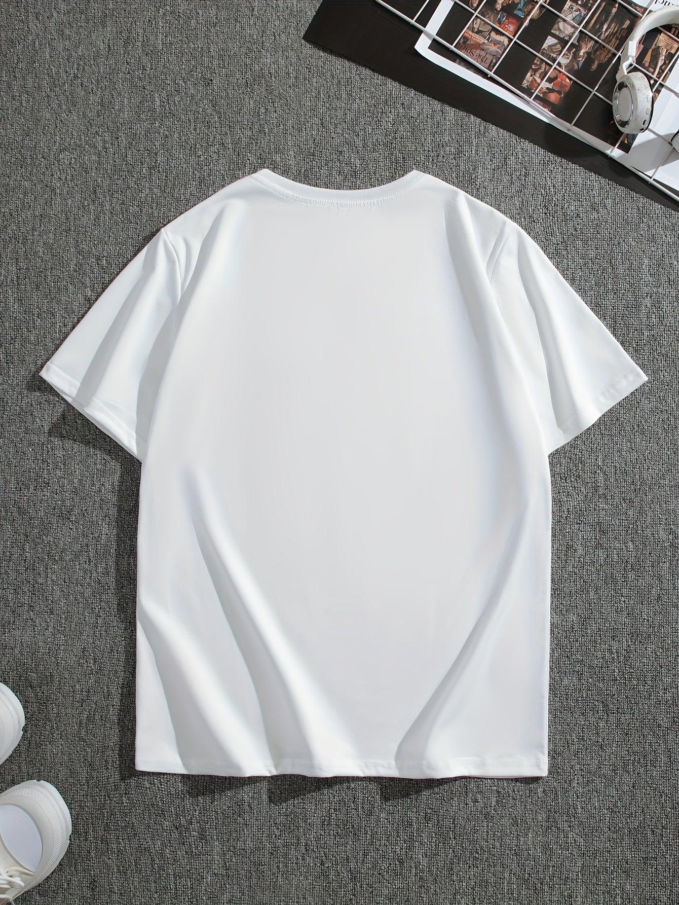 Men's Street Style Summer 2PCS Outfits, Male's Trend TRUST Graphic Short-sleeve Crew Neck T-shirt Drawstring Shorts Set, Casual Clothes For Men