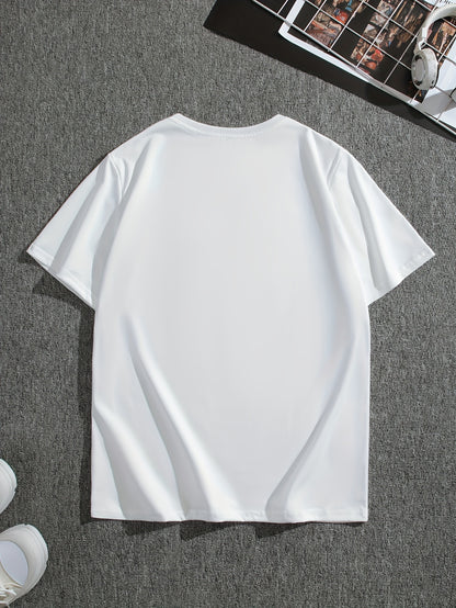 Men's Street Style Summer 2PCS Outfits, Male's Trend TRUST Graphic Short-sleeve Crew Neck T-shirt Drawstring Shorts Set, Casual Clothes For Men