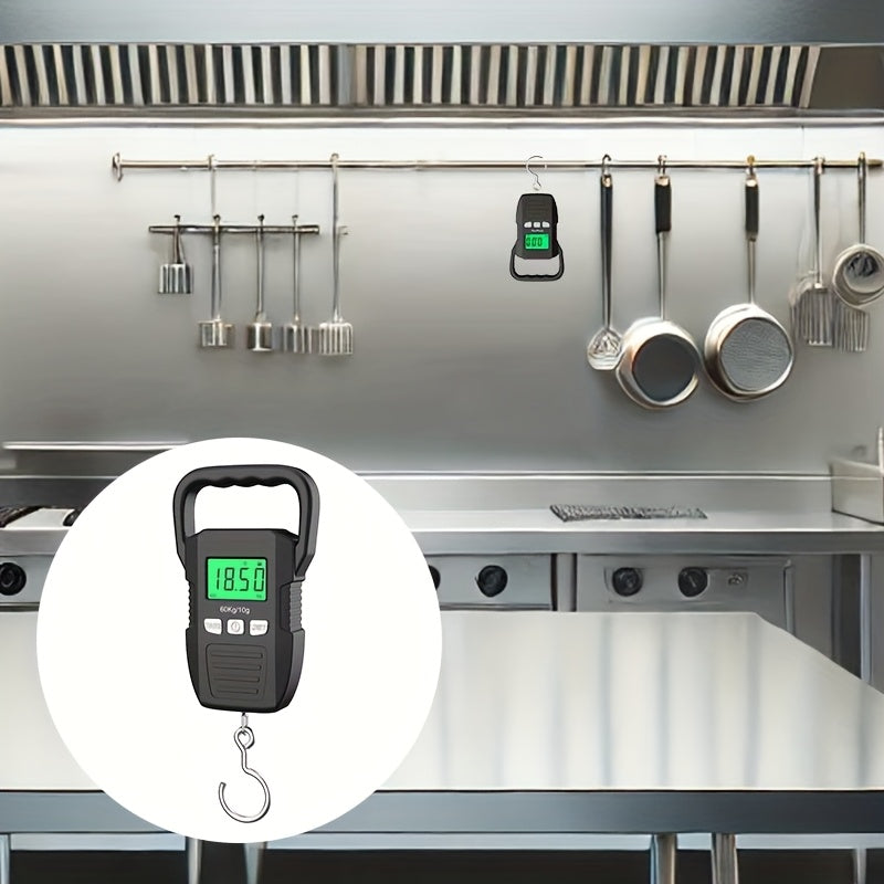 CYCG Heavy-Duty Digital Hanging Scale 132lb/60kg with Large Handle & Backlit LCD Display, /Plastic Construction, 0.01lb/0.01kg Precision, Large Capacity Weight Scale for Luggage, Fishing, Postal, Laboratory, Gym, Construction