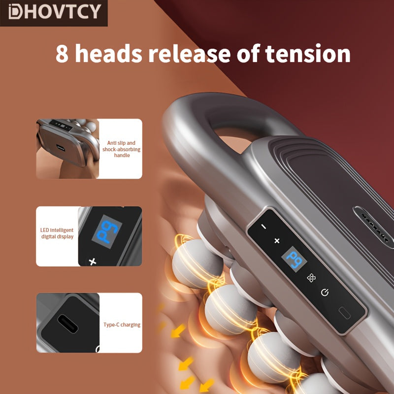 Dhovtcy 8-Head Massage Gun with LED Screen - Rechargeable Handheld Massager for Shoulders, Back, Legs, Arms - USB Charging, Battery, Ergonomic Design for Men & Women, Portable for Home & Travel Use, Massage Gun for Back, Slee