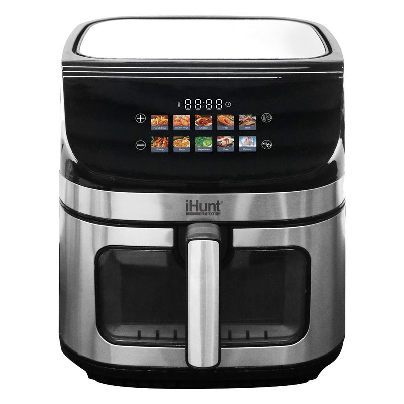 iHunt Bro Air Fryer II Ultra 9L, 2200W, Dual Heating Top-Bottom 360 Degrees, Color Touch Display, 10 Automatic Programs, Adjustable Temperature, Timer, Stainless Steel, Silver