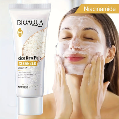 100g Rice Raw Pulp Cleansing Gel, Deep Clean Beautiful Face Wash Care for Delicate Skin for Men And Women Daily Care