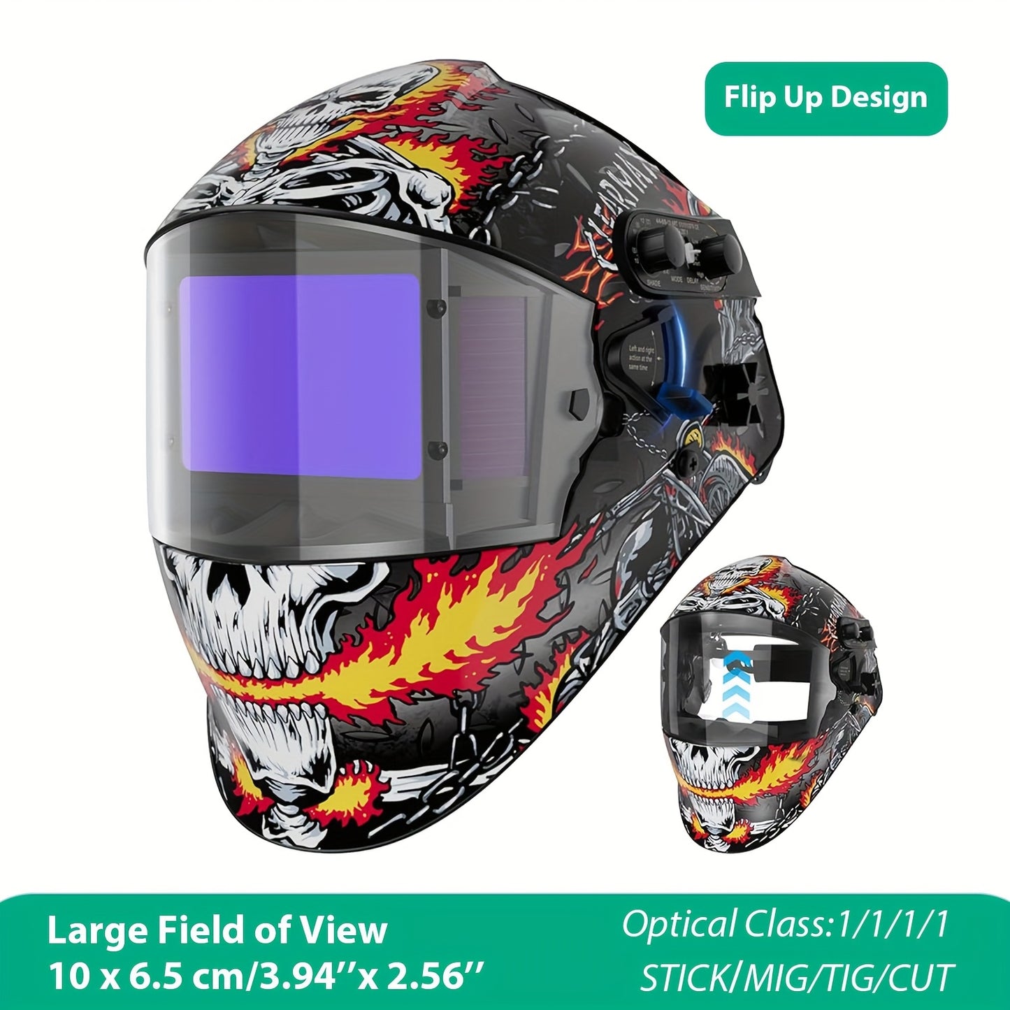 Máscara de soldadura com ecrã de visualização ampla, ARCCAPTAIN, com escurecimento automático True Color.