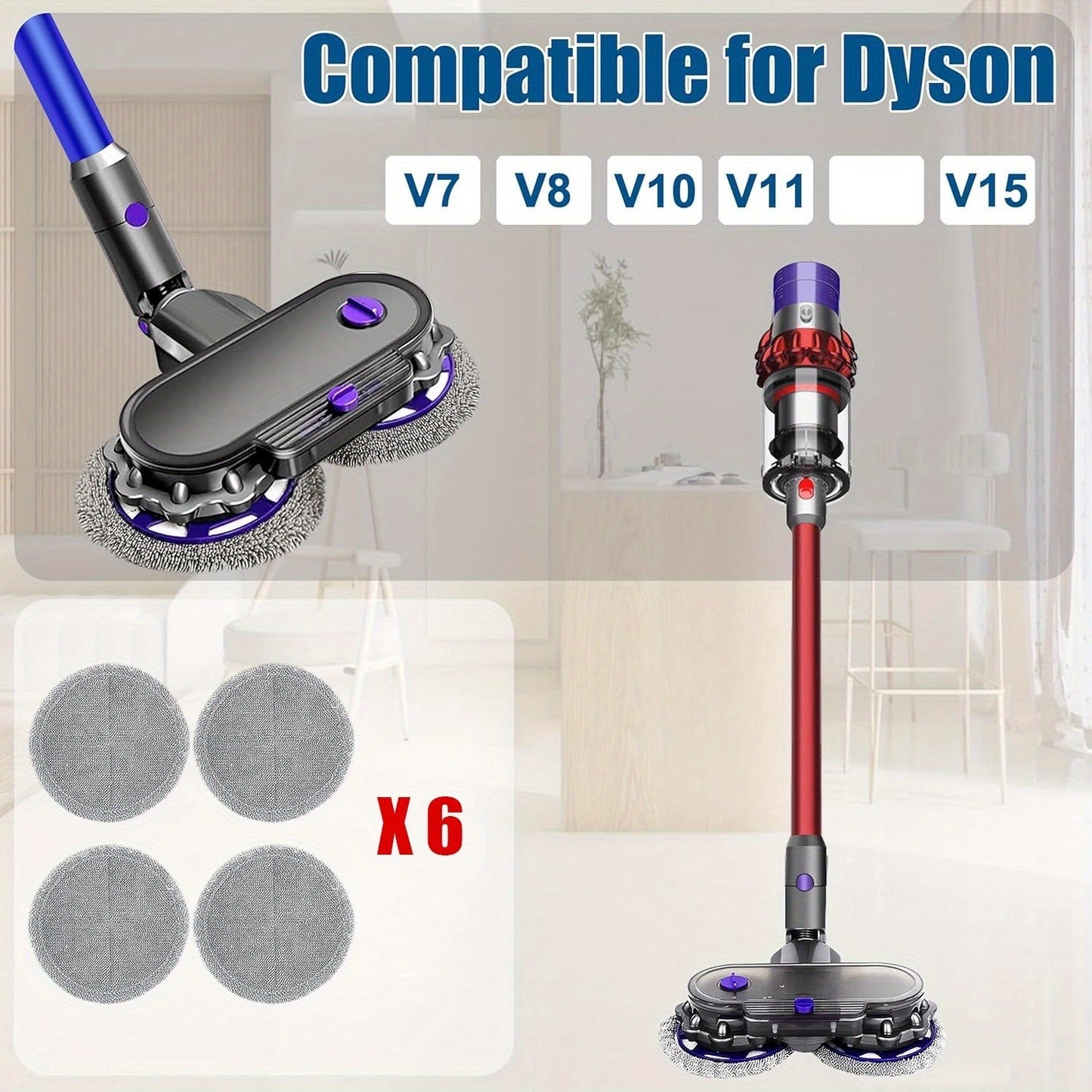 New mop attachment for Dyson V7 V8 V10 V11 V15 vacuum cleaner electric mop head