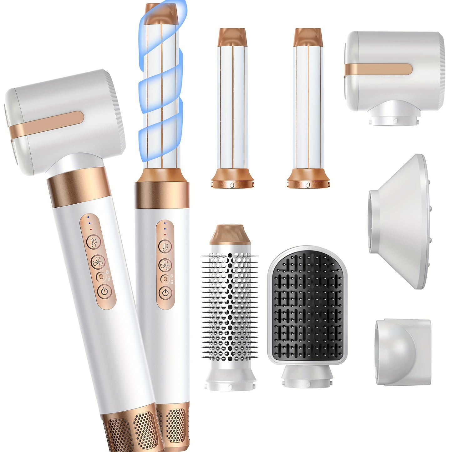 7-in-1 Ionic Hair Dryer Kit, 110000 RPM High-Speed, 1400W, with Diffuser, Automatic Curling Wand, Straightening, and Styling, Hair Dryer for Bathroom, Bathroom Essentials | Modern Hair Dryer | Durable Construction