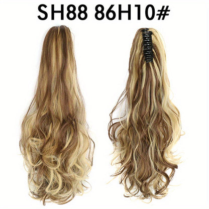 Long Wavy Ponytail Extensions - 55.88 cm Claw Clip In Synthetic Hair Piece For Women - Add Volume And Style To Your Hair Halloween Christmas