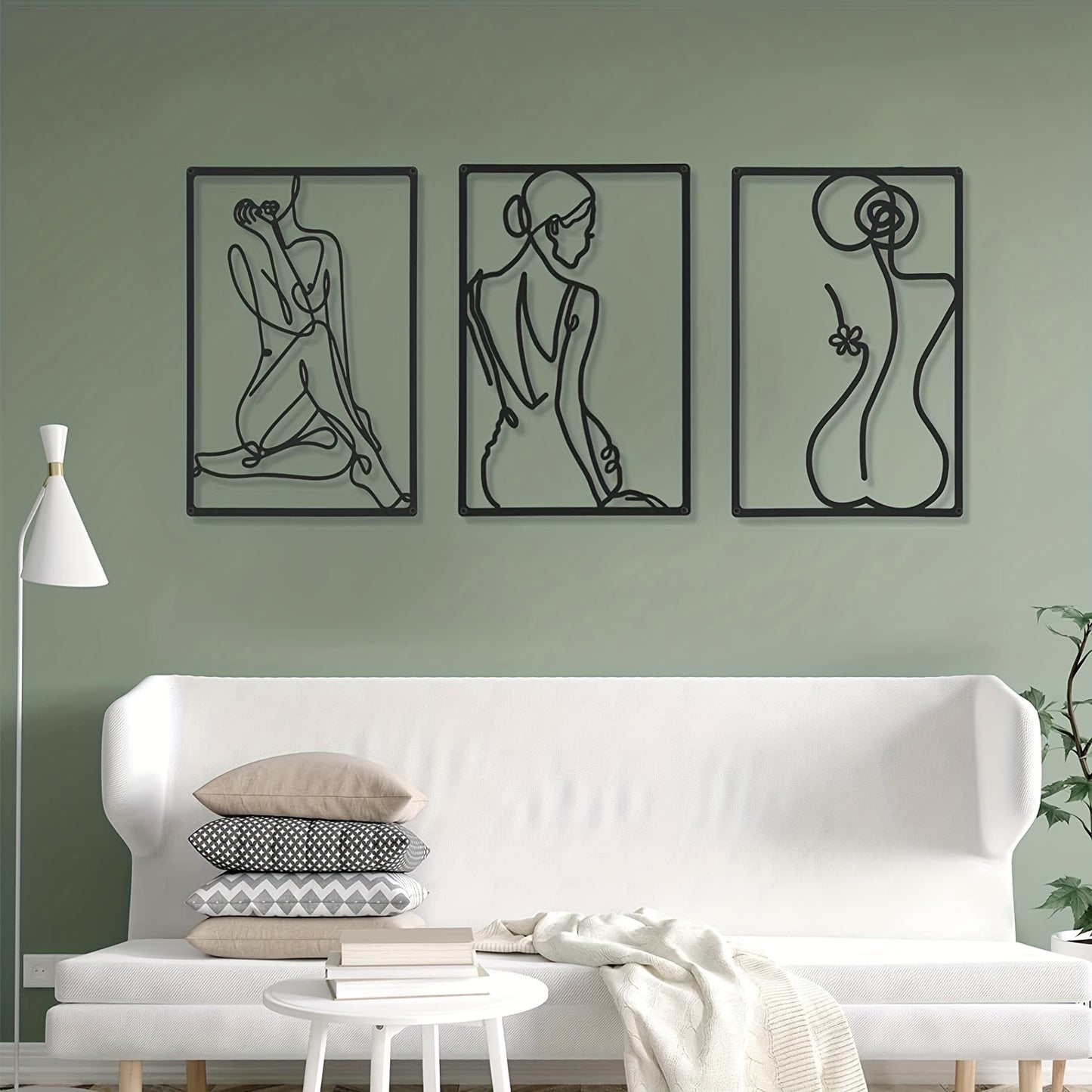 3 pcs Modern Abstract Metal Wall Sculpture - Thick Real Metal Minimalist Art for Home Decor - Single Line Design for Bedroom, Living Room, and Wall Crosses
