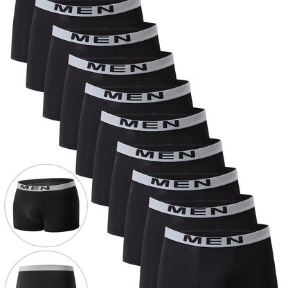 10-Pack Men'S Boxer Briefs - Breathable, Comfortable, Stretchy Underwear with "NINJA" Graphic, Solid, Perfect for Casual Attire, Gym, Or Everyday Wear