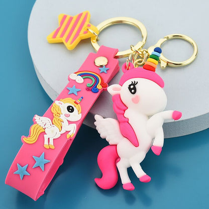Creative Cute Multicolor Rainbow Pony Cartoon Unicorn Car Bag Keychain Keychain Men And Women Pendant Small Gifts