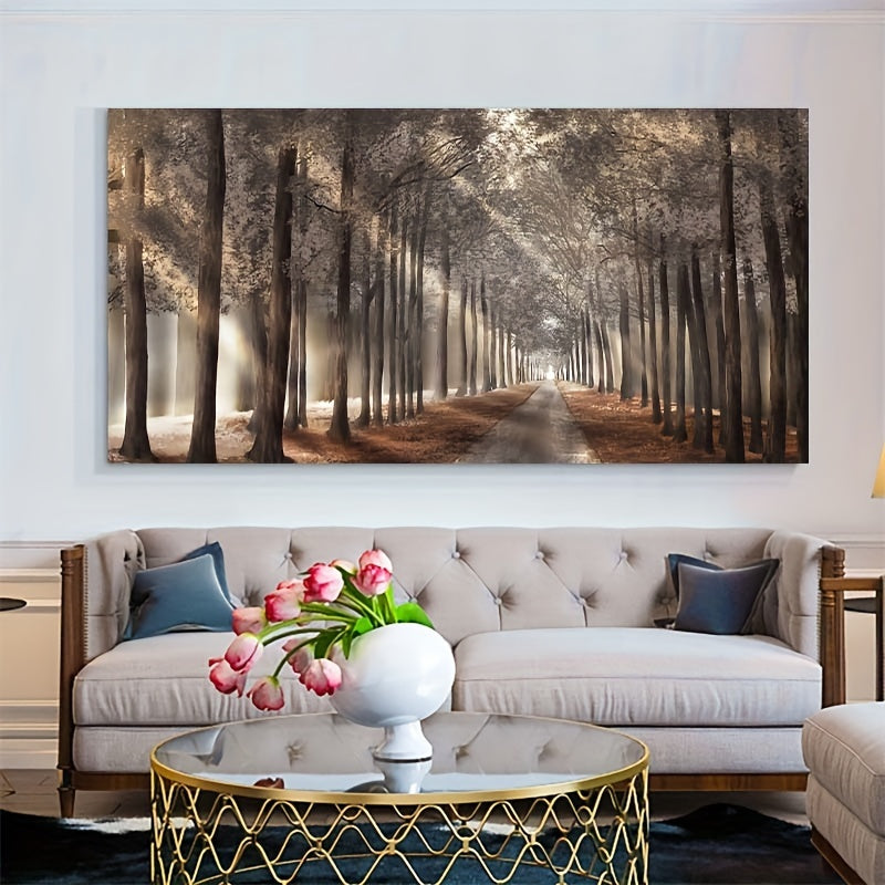 1pc Nature Sunshine Canvas Painting, Trees Poster, Landscape Forest Wall Art Pictures, Scandinavian Prints, For Home Decor, No Frame