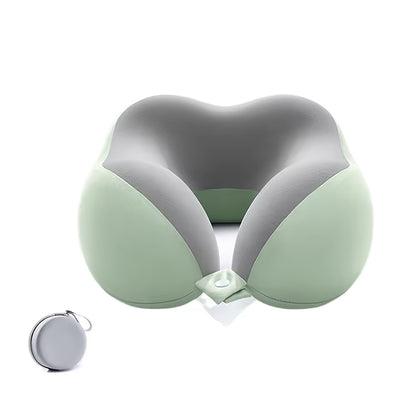 Ergonomic U-Shaped Neck Pillow with Storage Bag - Memory Foam Travel & Office Support, Removable & Machine-Washable Cover, Lightweight Portable Cervical Pillow for Airplane, Car, Bed - Compression-Fit Design for s (No Power R