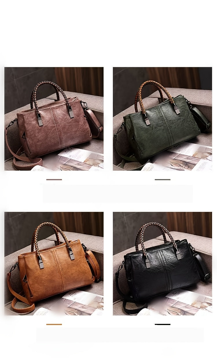 Big Bag 2025 Four Seasons Versatile Handbag Fashion Office Bag Texture Soft Boston Single Shoulder Crossover Large Capacity Women's Bag