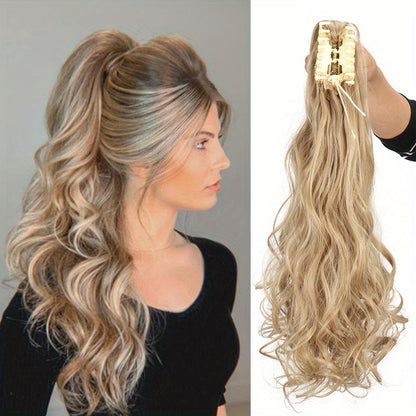 Long Wavy Ponytail Extensions - 55.88 cm Claw Clip In Synthetic Hair Piece For Women - Add Volume And Style To Your Hair Halloween Christmas