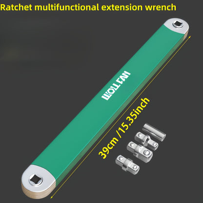 WOLLFAN Multi-Functional Extension Wrench, 39cm/15.35inch, Ratchet Conversion, Narrow Extension, Quick Release Socket, Universal Tool for Car Maintenance, Durable Material