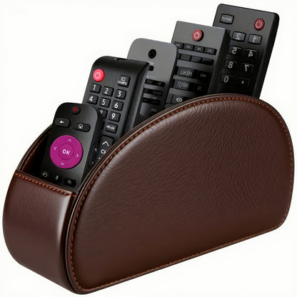 1pc Faux Leather Remote Control Holder - a Desktop Storage Box with 5 Compartments, Suitable for Organizing And Decorating Your Desk, Ideal for TV Remotes/Media Controllers/Office Supplies, a Home Open Storage Box, And a Hous
