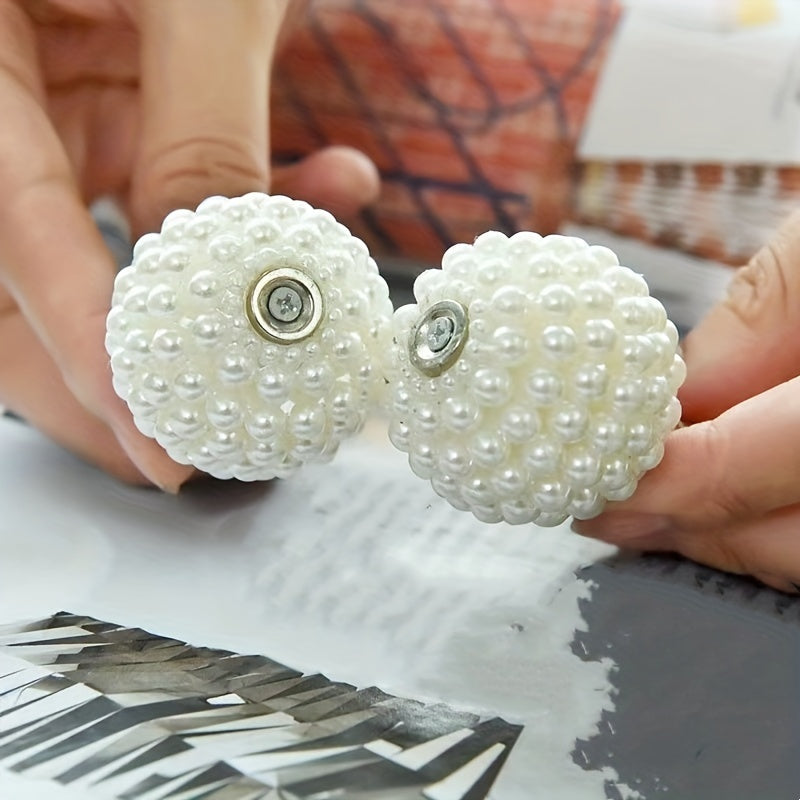 2pcs Large Modern Magnetic Curtain Tiebacks - Elegant Pearl Design, Easy-to-Use, Stylish Window Treatment Holdbacks for Home Decor, Curtains for Living Room