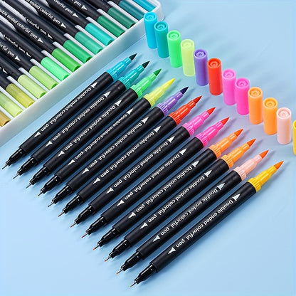Double-Ended Marker, Watercolor Painting Pen, Art Special Line Drawing Set, Doodle Pen Christmas Halloween Easter Gift