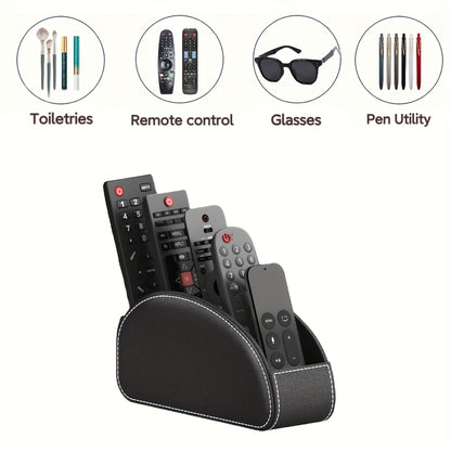 1pc Faux Leather Remote Control Holder - a Desktop Storage Box with 5 Compartments, Suitable for Organizing And Decorating Your Desk, Ideal for TV Remotes/Media Controllers/Office Supplies, a Home Open Storage Box, And a Hous