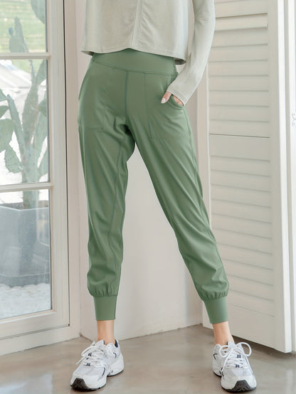 Women's Activewear: Causal Yoga Jogging Pants with Solid High Waist and Quick Drying Technology