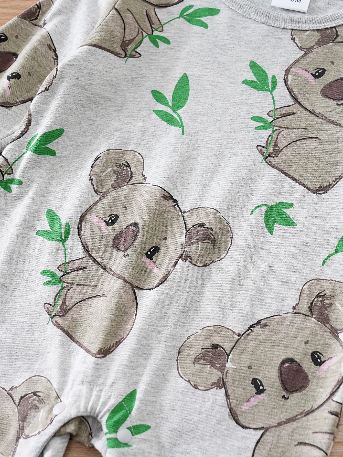 Baby Cute Cartoon Koala Long Sleeve Crew Neck Rompers