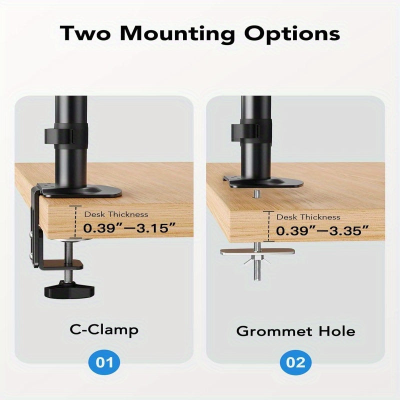 One Piece of a Double Arm Bracket for Desktop Monitors Ranging from 17 to 81.28 cm, Featuring Adjustable Height, Robust Load Capacity, And Customizable Viewing Angles.