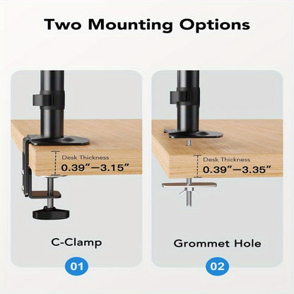 One Piece of a Double Arm Bracket for Desktop Monitors Ranging from 17 to 81.28 cm, Featuring Adjustable Height, Robust Load Capacity, And Customizable Viewing Angles.