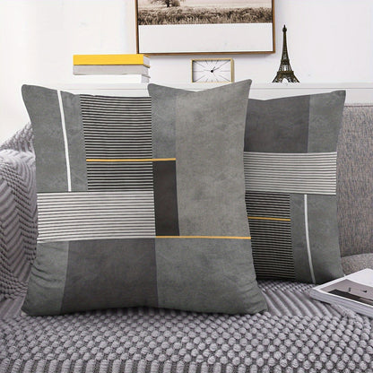 2pcs Modern Geometric Throw Pillow Covers, 45.72x45.72 cm, Dual-Sided Design, Soft Polyester, Zip Closure - Perfect for Living Room & Bedroom Decor (Inserts Not Included)
