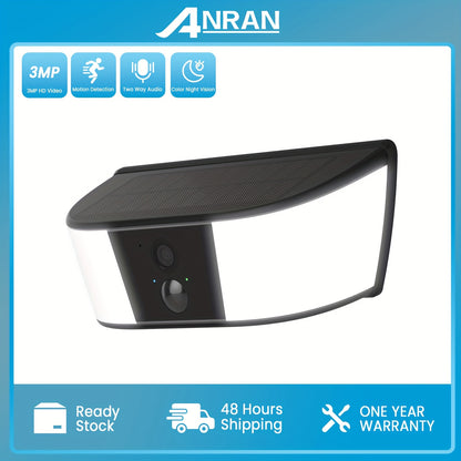 Wireless Solar Security Camera Outdoor with Motion Detection Color Night Vision Two-Way Audio Built-in Spotlight And Siren Alarm for Home