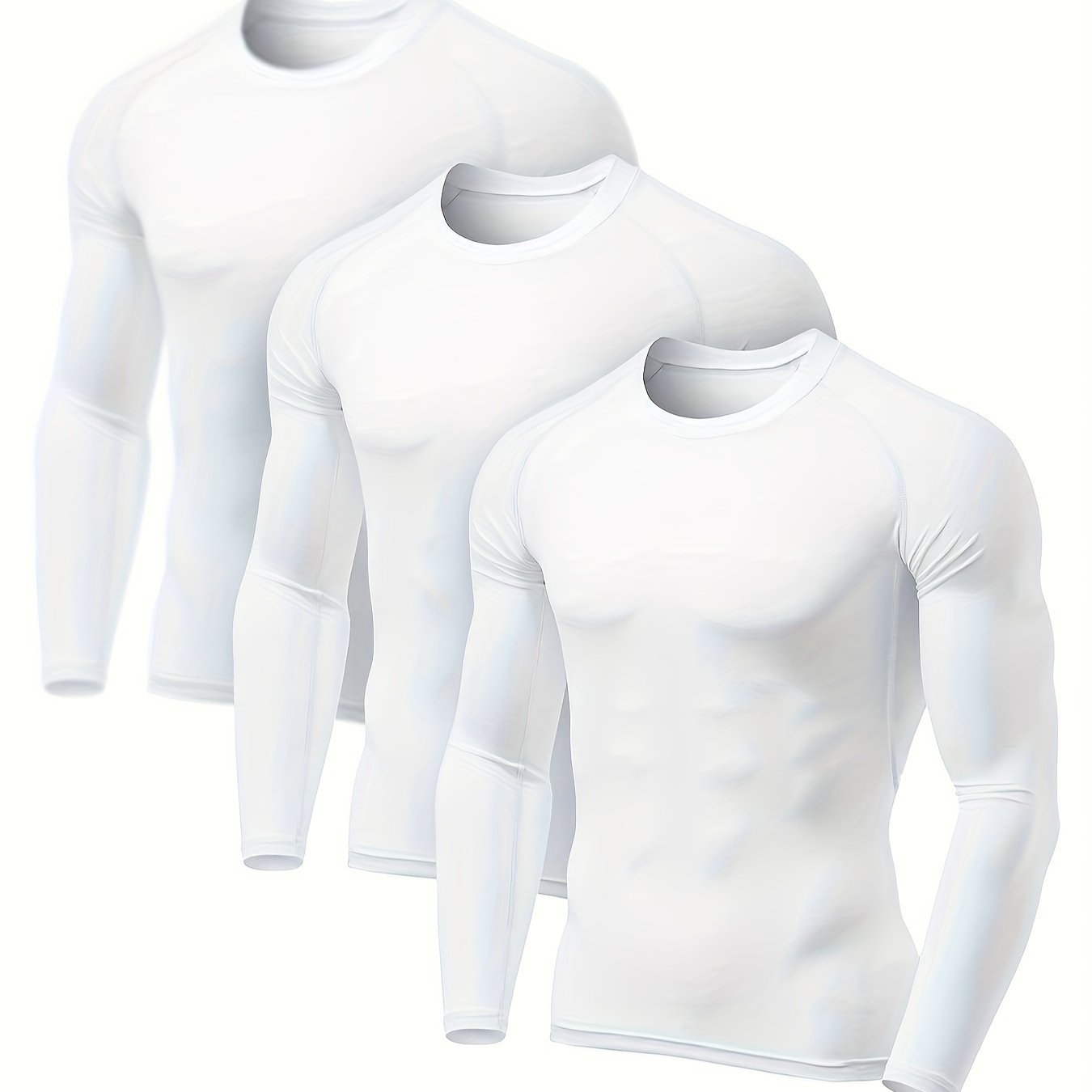 1/3 Pcs, Men's Thermal Long Sleeve Compression Shirts, Winter Sports Base Layer Top, Athletic Running T-Shirt