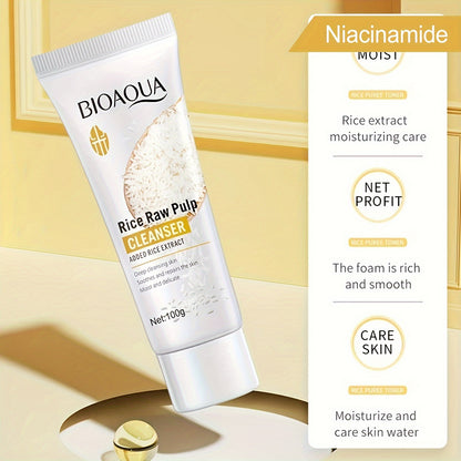 100g Rice Raw Pulp Cleansing Gel, Deep Clean Beautiful Face Wash Care for Delicate Skin for Men And Women Daily Care