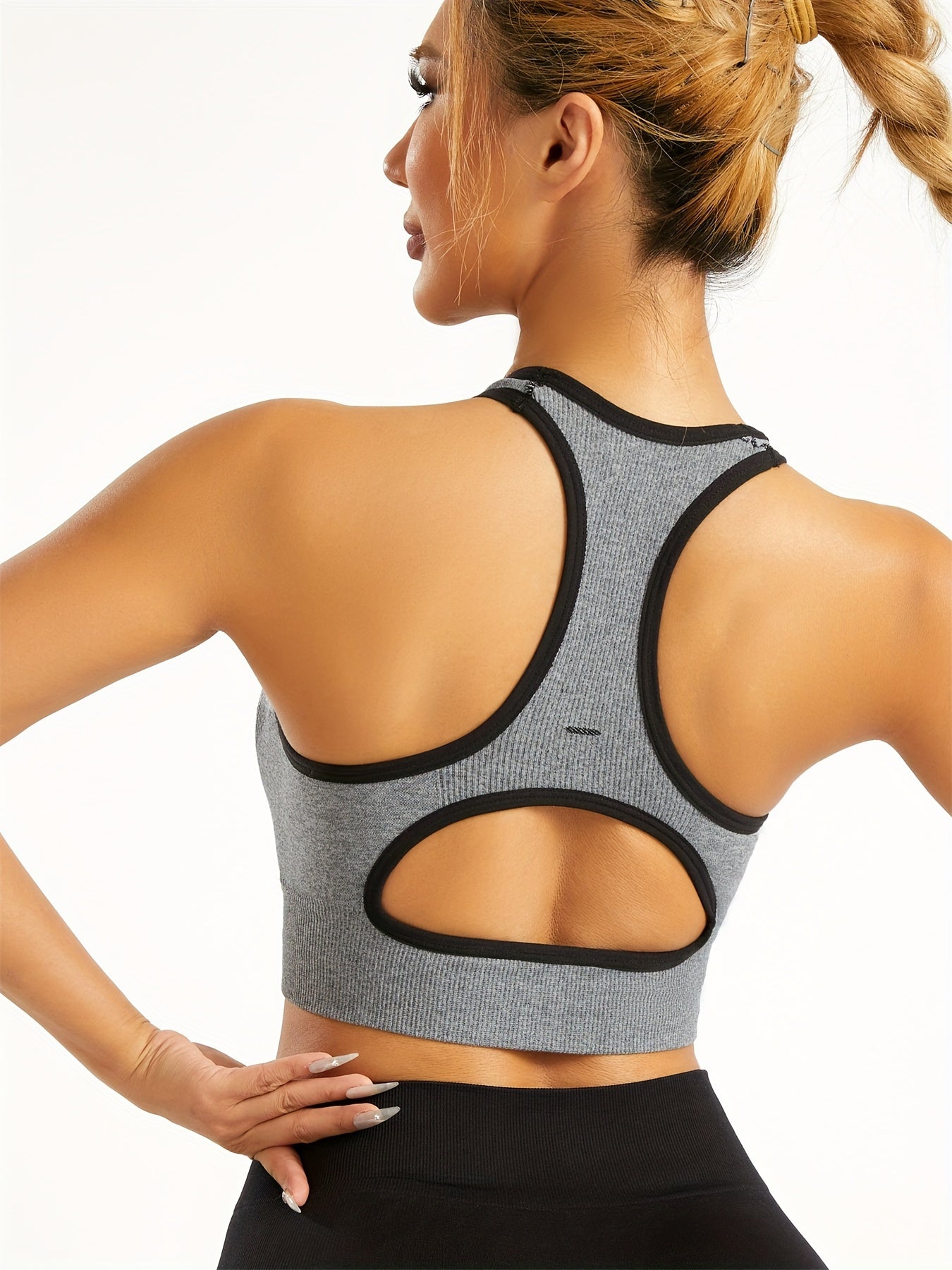 Women's Sports Bra, Racerback, Low Cut, Racerback Open Back, Yoga Fitness Running Outdoor Wear
