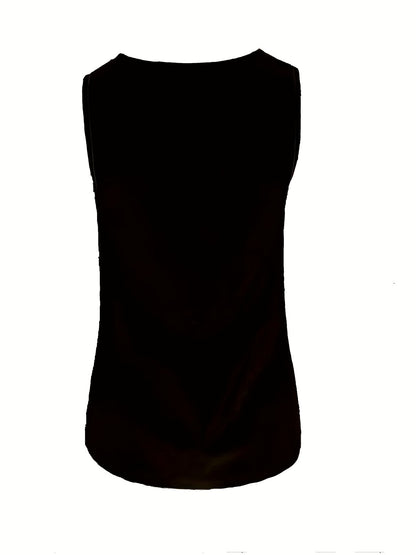 Solid Matching Two-piece Set, Casual Sleeveless Tank Top & Loose Pants Outfits, Women's Clothing