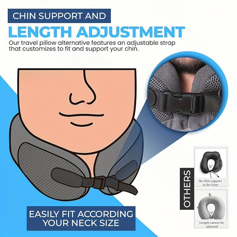 1pc Travel U-Shaped Neck Pillow | 360° Head and Neck Support Design, Compact Ergonomic Washable Cover, Fits Airplane / Car / Train / Camping / Sleeping Scenarios, Portable Support Cushion