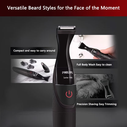 For Philips Multigroom Series 1000 MG1100 Electric Beard Trimmer - Multi-Functional Razor & Sideburn Trimmer with Dual Cut Technology, 3-Position Precision Comb, AA Battery Powered (Batteries Not Included), Ergonomic Design f