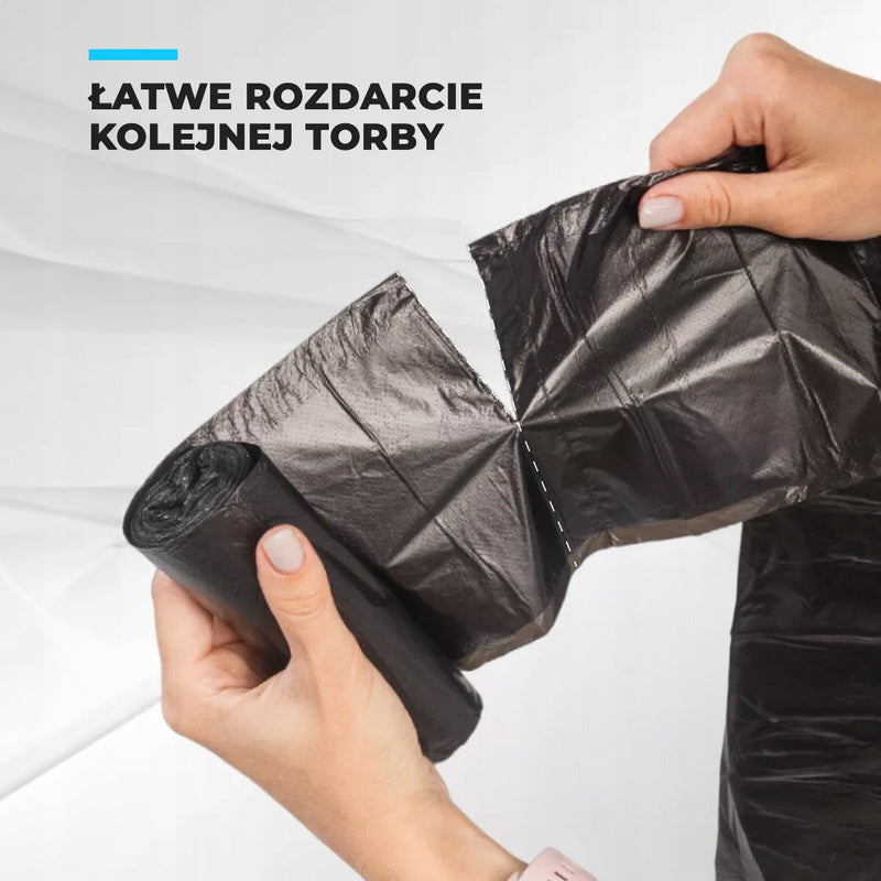 Trash Bags, 60L, Black, Classic, Heavy-Duty, 10 Rolls, 100 Pieces – Reliable 60L Waste Bags, Perfect for Collecting Waste at Home, Office, and Institutions, Made from Thick, Durable LDPE Film, Tear and Stretch Resistant, Fe